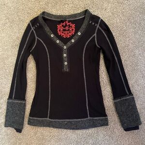 Y2K Buffalo David Bitton Black Long-Sleeve Henley